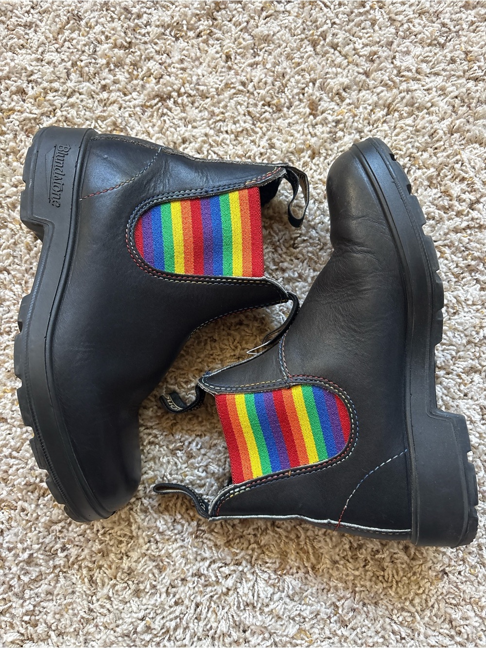 Blundstone’s Kids 2105 Rainbow Chelsea Boots Black Leather Size 3 AU/UK